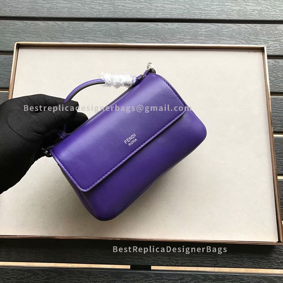 Fendi Double Micro Baguette Purple Leather Bag SHW 8770